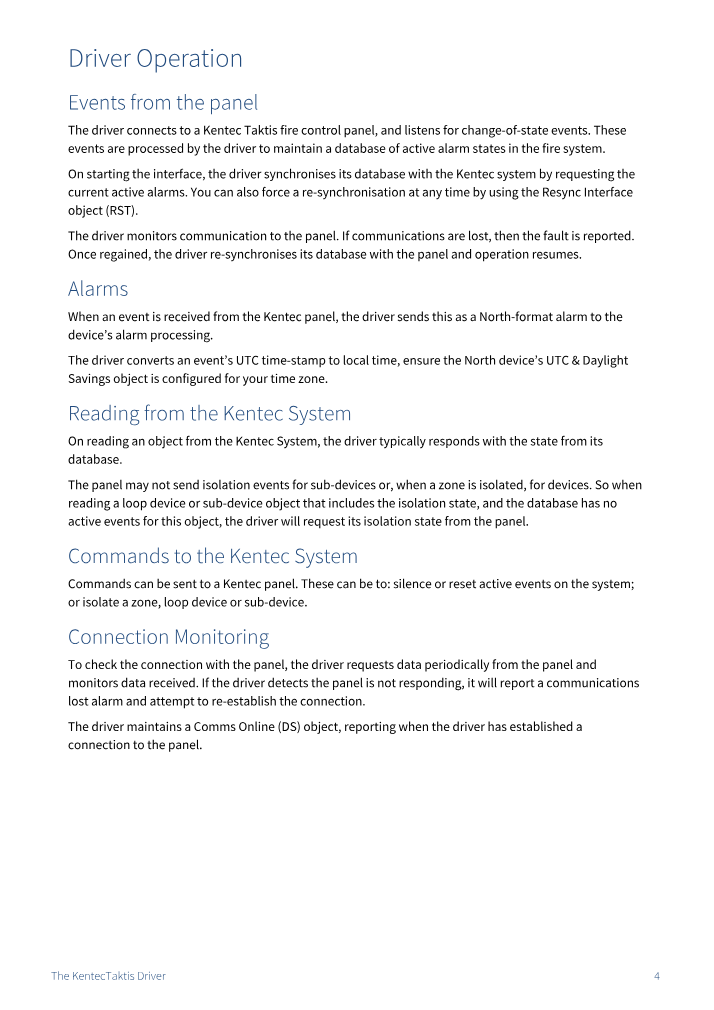Preview thumbnail of page 4 of the KentecTaktis Driver Manual PDF document.